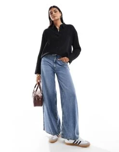 Bershka Oversized Crinkle Shirt In Black For Women -Chic Maze Sales 207081835 2