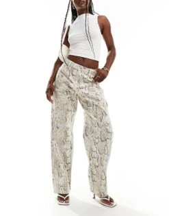 Bershka Carpenter Trousers In Snakeskin Print For Women Multi -Chic Maze Sales 207130635 1 multi 1