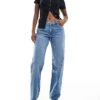 Bershka Straight Leg Jeans In Mid Wash For Women Blue -Chic Maze Sales 207130670 1 blue