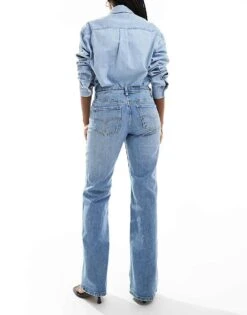 Bershka Low Rise Flared Jeans In Light Blue Wash For Women -Chic Maze Sales 207141983 2