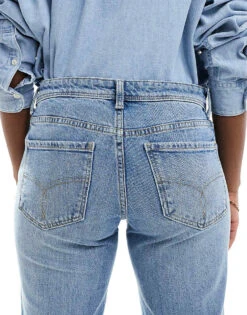 Bershka Low Rise Flared Jeans In Light Blue Wash For Women -Chic Maze Sales 207141983 4