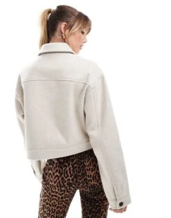 Bershka Boxy Wool Jacket In Sand For Women Beige -Chic Maze Sales 207141993 4