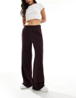 Bershka Wide Leg Joggers In Burgundy For Women -Chic Maze Sales 207142077 1 burgundy 1