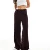 Bershka Wide Leg Joggers In Burgundy For Women -Chic Maze Sales 207142077 1 burgundy