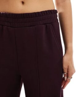 Bershka Wide Leg Joggers In Burgundy For Women -Chic Maze Sales 207142077 5