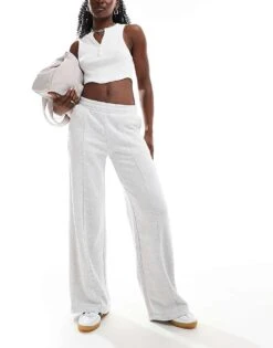 Bershka Wide Leg Joggers Co-ord In Grey Marl For Women -Chic Maze Sales 207142090 1 grey 1