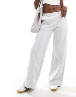 Bershka Wide Leg Joggers Co-ord In Grey Marl For Women -Chic Maze Sales 207142090 5