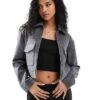 Bershka Boxy Wool Jacket In Dark Grey For Women -Chic Maze Sales 207142098 1 grey