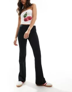 Bershka Flared Tailored Trousers In Black For Women Black -Chic Maze Sales 207142146 1 black 1