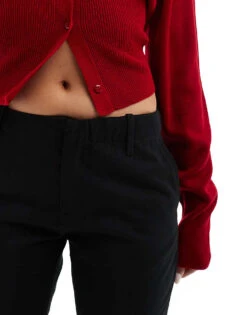 Bershka Flared Woven Trousers In Black For Women Black -Chic Maze Sales 207142184 2