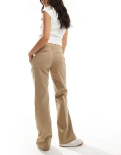 Bershka Flared Woven Trousers In Brown For Women -Chic Maze Sales 207142191 2
