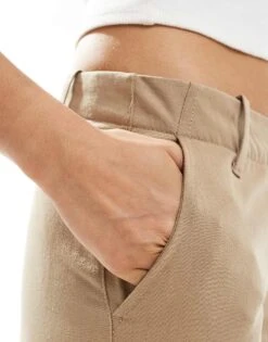 Bershka Flared Woven Trousers In Brown For Women -Chic Maze Sales 207142191 3