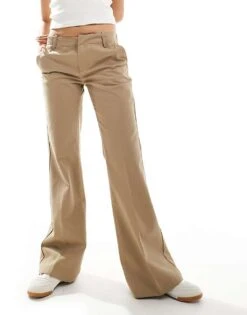 Bershka Flared Woven Trousers In Brown For Women -Chic Maze Sales 207142191 4