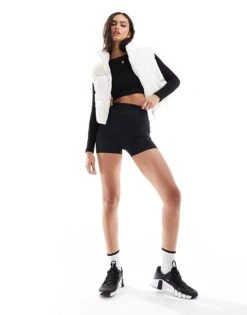 Bershka Nylon Cropped Boxy Gilet In Ecru For Women Beige -Chic Maze Sales 207142236 3