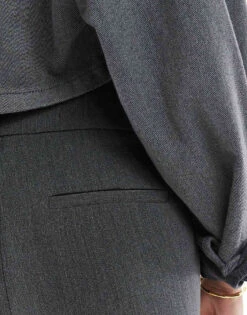 Bershka Flared Tailored Trousers In Dark Grey For Women -Chic Maze Sales 207142248 3