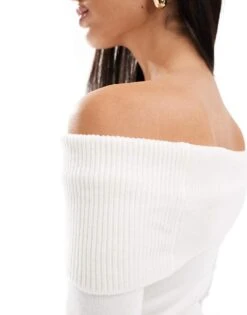 Bershka Bardot Knitted Jumper In Ecru For Women Beige -Chic Maze Sales 207142280 4