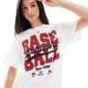 Bershka Oversized 'baseball' Graphic Tee For Women White -Chic Maze Sales 207142293 1 white