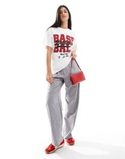 Bershka Oversized 'baseball' Graphic Tee For Women White -Chic Maze Sales 207142293 2