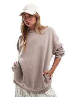 Bershka Oversized Sweatshirt In Sand For Women Beige -Chic Maze Sales 207142339 1 beige 1