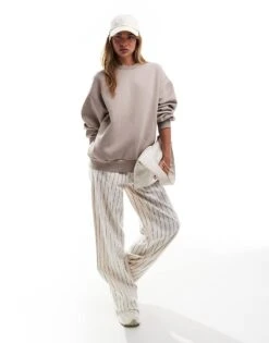 Bershka Oversized Sweatshirt In Sand For Women Beige -Chic Maze Sales 207142339 3