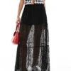 Bershka Lace Maxi Skirt In Black For Women Black -Chic Maze Sales 207142358 1 black