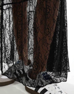 Bershka Lace Maxi Skirt In Black For Women Black -Chic Maze Sales 207142358 2
