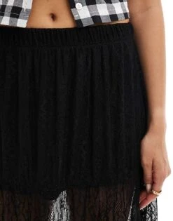 Bershka Lace Maxi Skirt In Black For Women Black -Chic Maze Sales 207142358 5