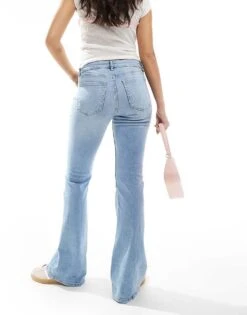 Bershka High Waisted Flared Jeans In Light Blue Wash For Women -Chic Maze Sales 207163875 2