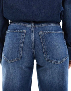 Bershka High Waisted 90s Wide Leg Jeans In Dark Wash For Women Blue -Chic Maze Sales 207163898 4