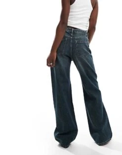 Bershka Baggy Wide Leg Jeans In Dark Wash Blue For Women -Chic Maze Sales 207163957 4