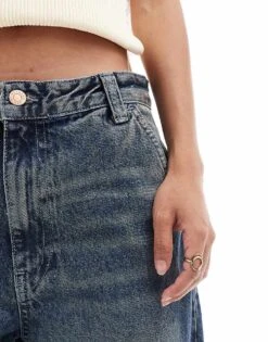 Bershka Petite Skater Jeans In Dark Wash For Women Blue -Chic Maze Sales 207164017 3