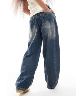 Bershka Petite Skater Jeans In Dark Wash For Women Blue -Chic Maze Sales 207164017 5