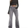 Bershka High Waisted 90s Wide Leg Jeans In Washed Grey For Women -Chic Maze Sales 207164294 1 grey