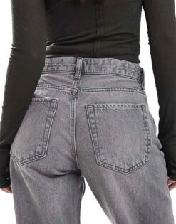 Bershka High Waisted 90s Wide Leg Jeans In Washed Grey For Women -Chic Maze Sales 207164294 5