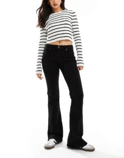 Bershka High Waisted Flared Jeans In Black For Women Black -Chic Maze Sales 207164378 1 black 1