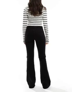 Bershka High Waisted Flared Jeans In Black For Women Black -Chic Maze Sales 207164378 2