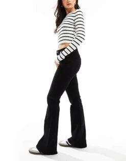 Bershka High Waisted Flared Jeans In Black For Women Black -Chic Maze Sales 207164378 3