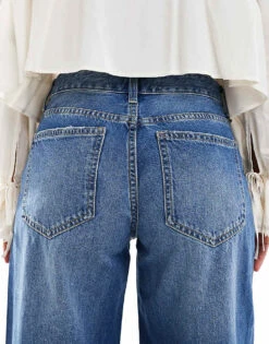 Bershka High Waisted Wide Leg Jeans In Indigo Wash For Women Blue -Chic Maze Sales 207164404 4