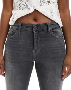 Bershka High Waisted Flared Jeans In Grey For Women -Chic Maze Sales 207164405 5