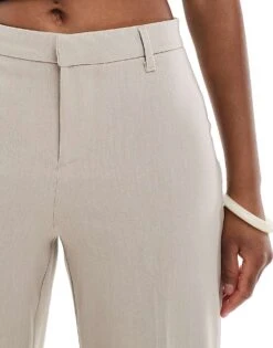 Bershka Tailored Trousers In Beige Melange For Women Grey -Chic Maze Sales 207164431 3