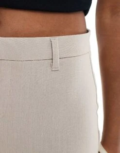 Bershka Tailored Trousers In Beige Melange For Women Grey -Chic Maze Sales 207164431 5