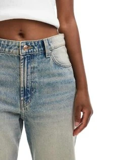 Bershka High Waisted Baggy Wide Leg Jeans In Dirty Wash For Women Blue -Chic Maze Sales 207164588 4