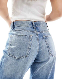 Bershka High Waisted 90s Wide Leg Jeans In Light Washed Blue For Women Light Blue -Chic Maze Sales 207164627 4