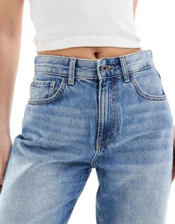 Bershka High Waisted 90s Wide Leg Jeans In Light Washed Blue For Women Light Blue -Chic Maze Sales 207164627 5