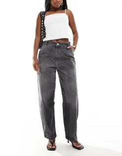 Bershka Baggy Skater Jeans In Dirty Grey For Women
