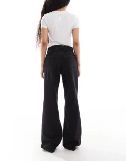 Bershka Petite High Waisted 90s Wide Leg Jeans In Black For Women Black -Chic Maze Sales 207166035 2