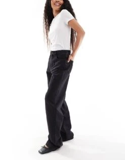 Bershka Petite High Waisted 90s Wide Leg Jeans In Black For Women Black -Chic Maze Sales 207166035 3