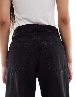 Bershka Petite High Waisted 90s Wide Leg Jeans In Black For Women Black -Chic Maze Sales 207166035 4