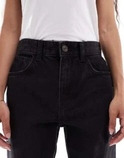 Bershka Petite High Waisted 90s Wide Leg Jeans In Black For Women Black -Chic Maze Sales 207166035 5