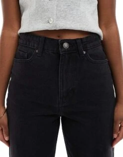 Bershka High Waisted Wide Leg Jeans In Grey Wash For Women Black -Chic Maze Sales 207166078 5